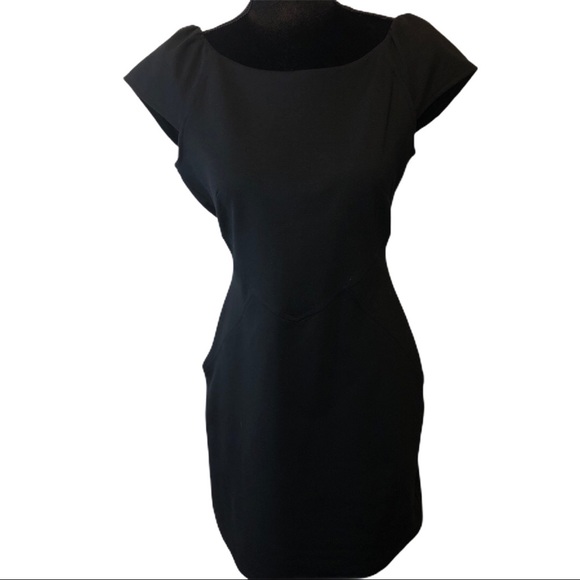 Gap Black Cap Sleeve Little Black Dress Zipper - Picture 1 of 9